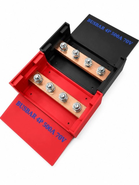 Busbar 4P 500A 70V M10 10x30mm PLUS MINUS DRUKTRONIC LiFePO4