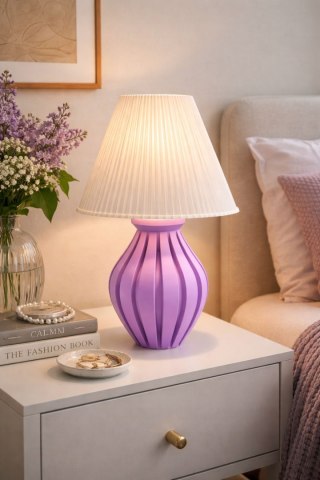 Lampa stołowa Druktronic Lumirivo Lawendowa druk 3D klosz plisowany