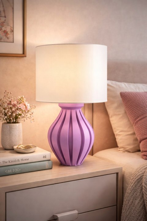 Lampa stołowa Druktronic Lumirivo Lawendowa druk 3D klosz plisowany
