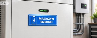 Tabliczka MAGAZYN ENERGII ASA 100x40 mm niebieska samoprzylepna