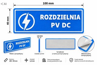 Tabliczka ROZDZIELNIA PV DC ASA 100x40 mm samoprzylepna
