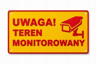 Tabliczka UWAGA Teren monitorowany 240x113x2mm druk 3D ASA