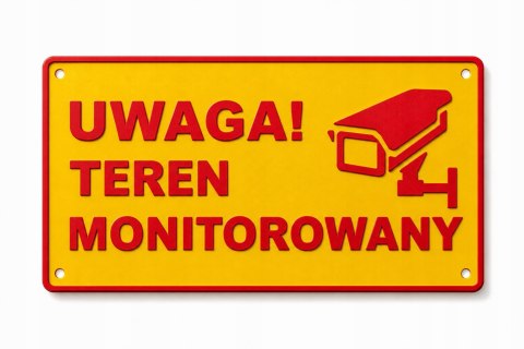 Tabliczka UWAGA Teren monitorowany 287x135x2mm druk 3D ASA