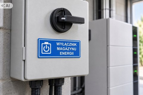 Tabliczka WYŁĄCZNIK MAGAZYNU ENERGII ASA 100x40 mm samoprzylepna