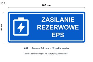 Tabliczka ZASILANIE REZERWOWE EPS ASA 100x40 mm samoprzylepna