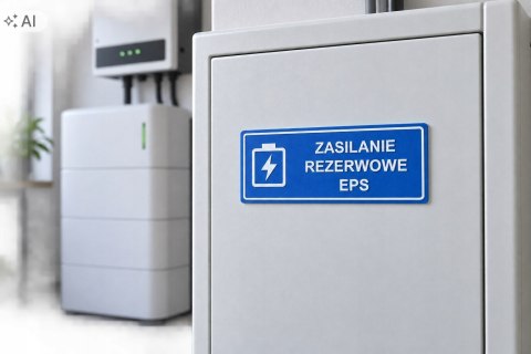 Tabliczka ZASILANIE REZERWOWE EPS ASA 100x40 mm samoprzylepna