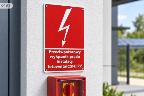 Tabliczka przeciwpożarowy wyłącznik prądu instalacji PV ASA 150x225 mm