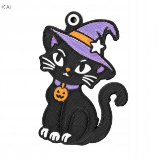 Zawieszka Halloween kot w kapeluszu dekoracja ozdoba PLA druk 3D