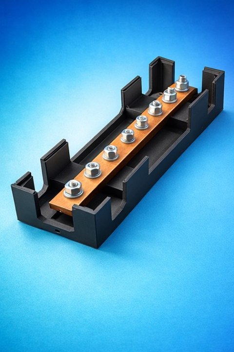 Busbar 6P 500A 70V M8 M10 10x30mm PLUS MINUS DRUKTRONIC magazyn energii
