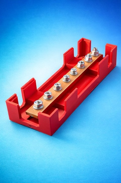Busbar 6P 500A 70V M8 M10 10x30mm PLUS MINUS DRUKTRONIC magazyn energii