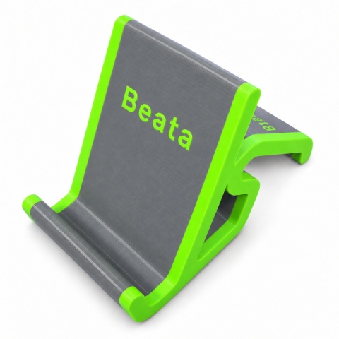 Personalizowana podstawka na telefon z własnym napisem – szaro-limonkowa