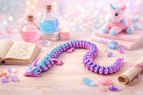 Smok przegubowy 40 cm PLA – Pastelowy
