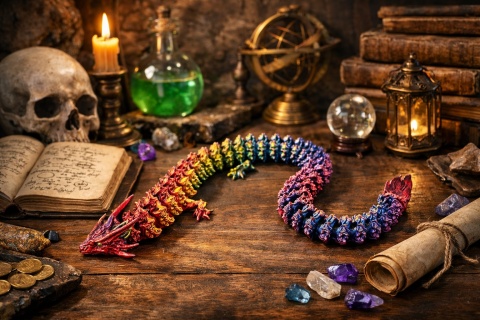 Smok przegubowy 40 cm PLA – Tri Color Sunset Horizon