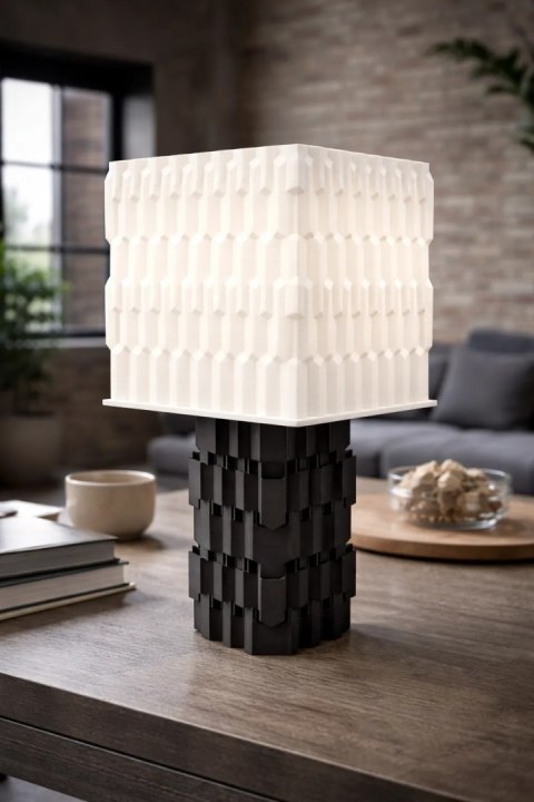 Uplink Table Black - nowoczesna lampa 3D o geometrycznej strukturze