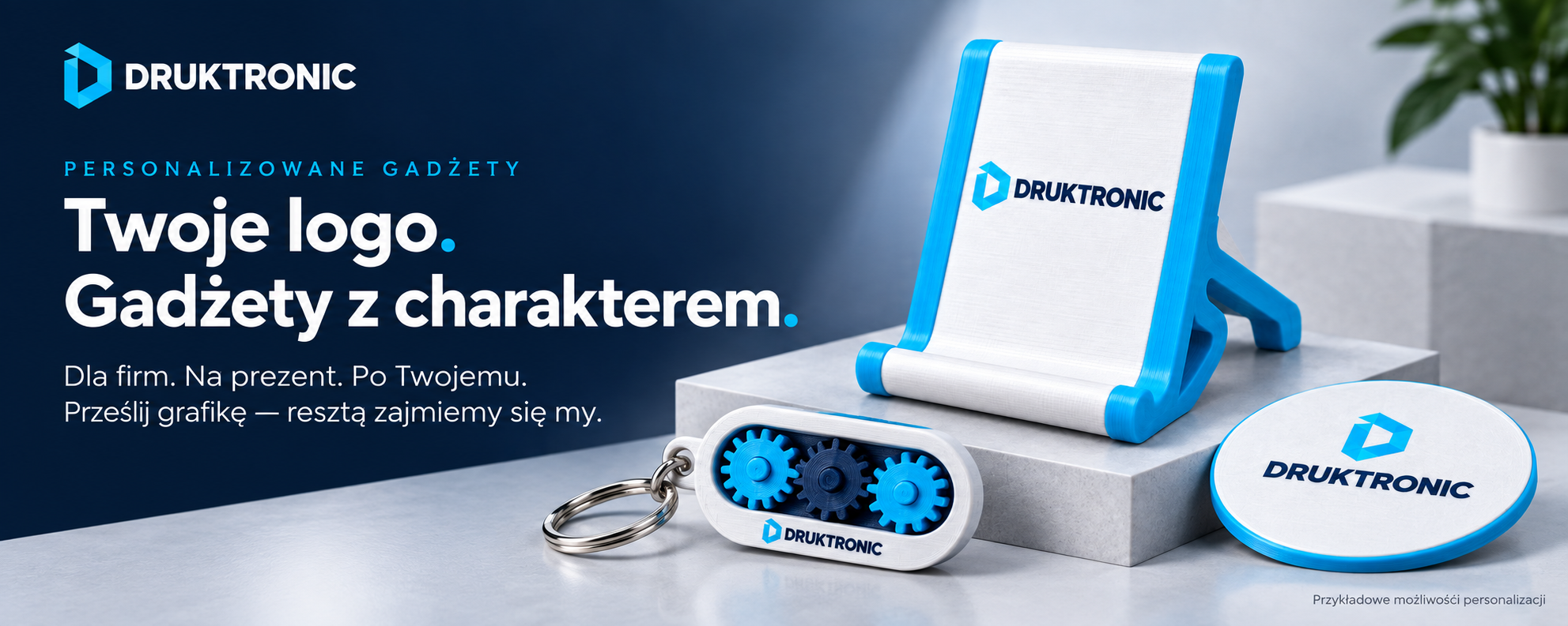 Personalizowane gadżety DRUKTRONIC &mdash; Twoje logo. Gadżety z charakterem. Prześlij grafikę &mdash; resztą zajmiemy się my.